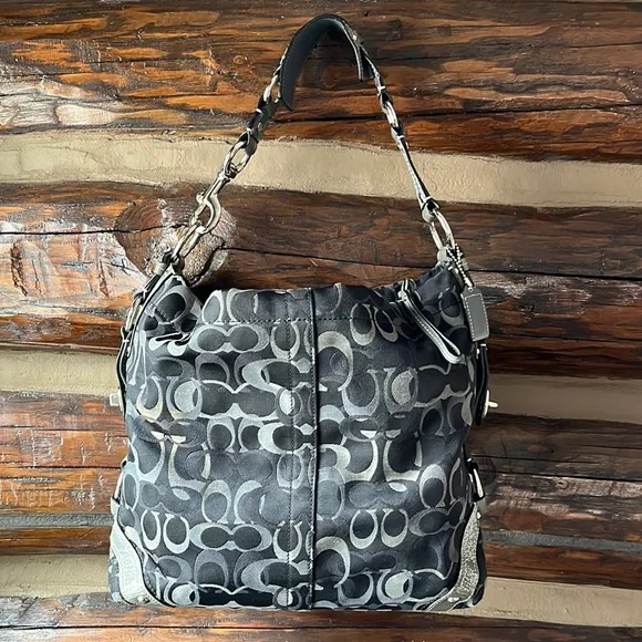 Coach | Bags | Coach Gray Carly Optic Signature Hobo Shoulder Bag